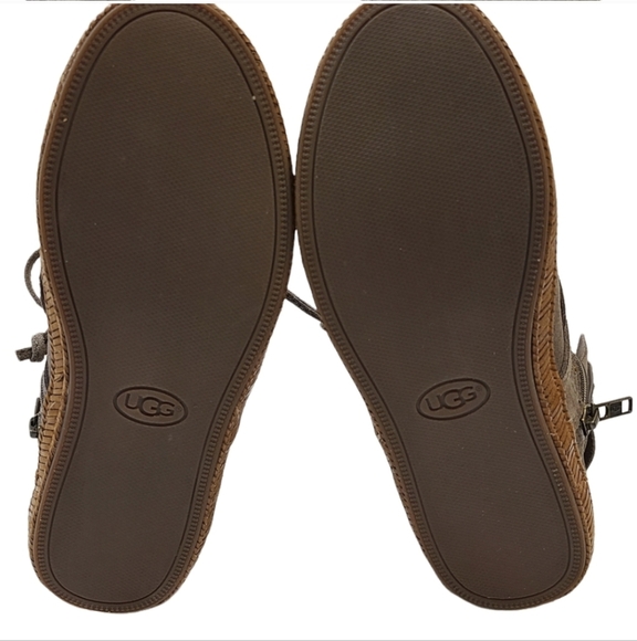 EUC UGG Reid Moc Zippered Bootie Slate Size 5.5 Boho Bohemian Moccasin - Picture 2 of 5